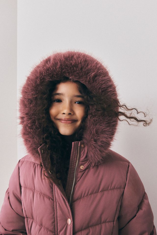 Next Fellimitatmantel Wasserabweisende Steppjacke mit Kunstfell (1-tlg) – Bild 4 von 5