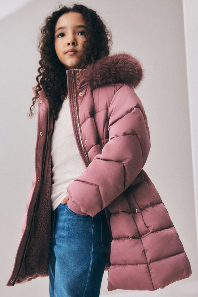 Next Fellimitatmantel Wasserabweisende Steppjacke mit Kunstfell (1-tlg) – Bild 5 von 5