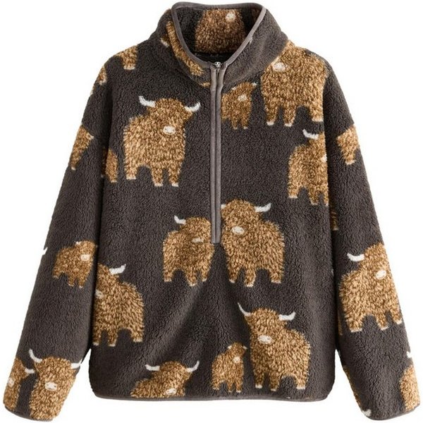 Next Fleecepullover Gemusterter Borg-Fleece mit halben Reißverschluss (1-tlg)