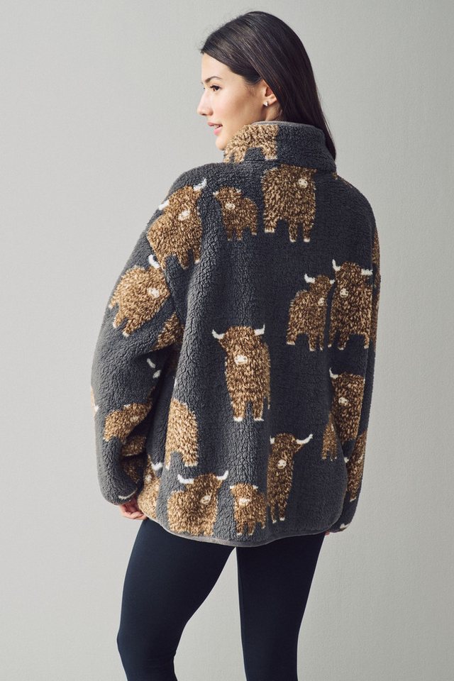 Next Fleecepullover Gemusterter Borg-Fleece mit halben Reißverschluss (1-tlg) – Bild 2 von 5
