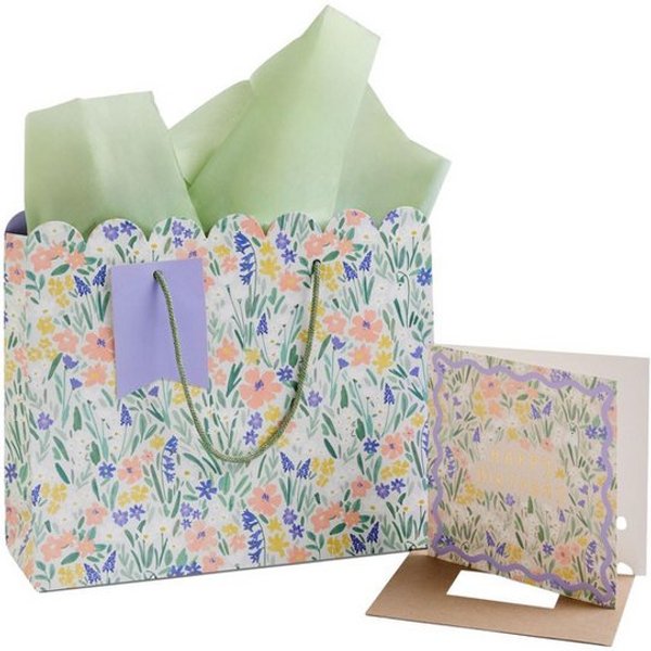 Next Geschenkpapier Mittelgroße Florale Geschenktüte und Karte im Set, (1St)