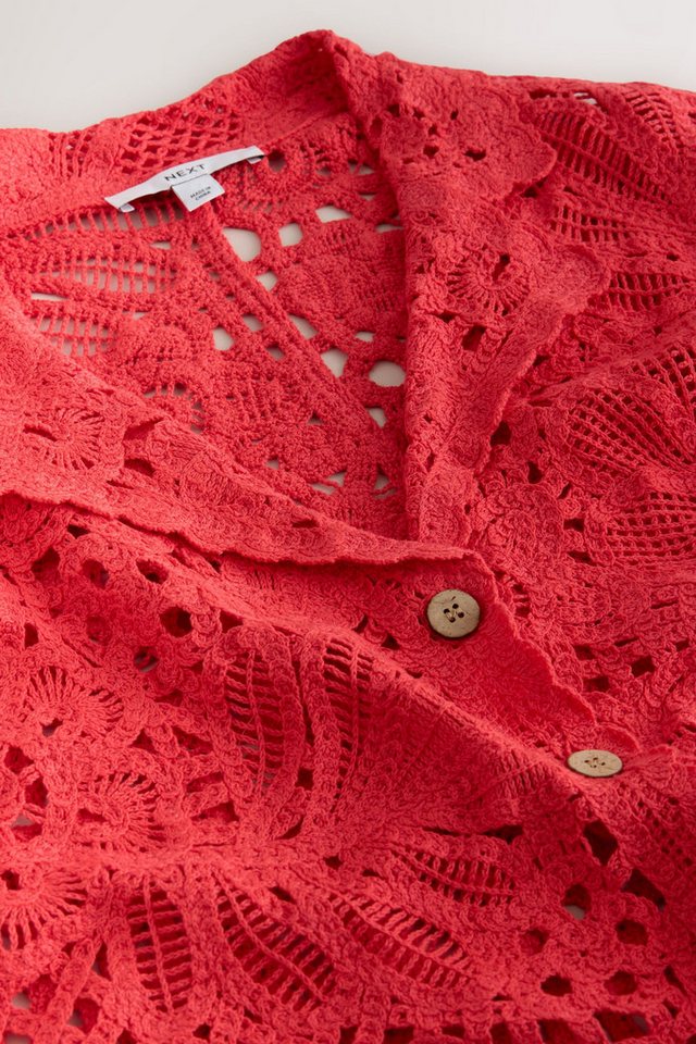 Next Hemdbluse Co-Ord Kurzarmhemd mit Häkel- und Strickdetails (1-tlg) – Bild 3 von 3