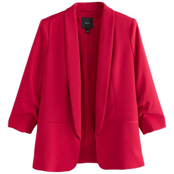 Next Jackenblazer Relaxed Fit Blazer mit Raffärmeln und Vichykaros (1-tlg)