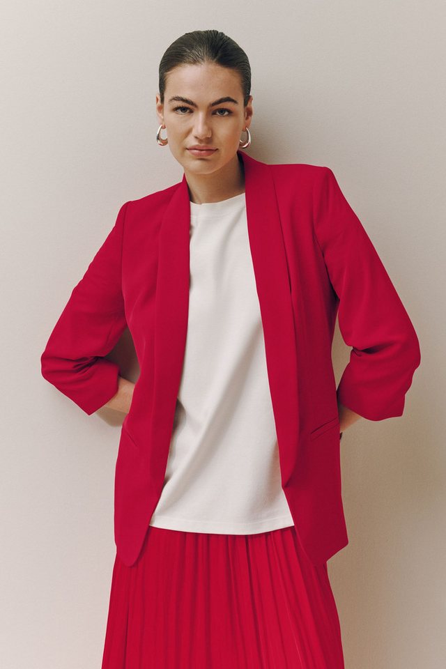 Next Jackenblazer Relaxed Fit Blazer mit Raffärmeln und Vichykaros (1-tlg) – Bild 5 von 5