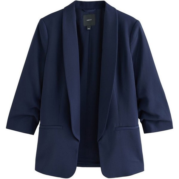Next Jackenblazer Relaxed Fit Blazer mit Raffärmeln und Vichykaros (1-tlg)