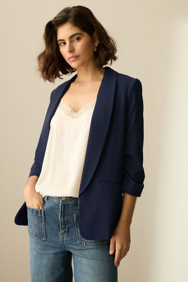 Next Jackenblazer Relaxed Fit Blazer mit Raffärmeln und Vichykaros (1-tlg) – Bild 5 von 5