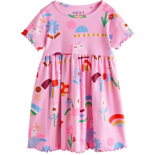 Next Jerseykleid Geripptes Kurzarmkleid (1-tlg)