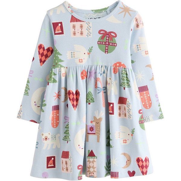 Next Jerseykleid Langärmeliges, geripptes Weihnachtskleid (1-tlg)