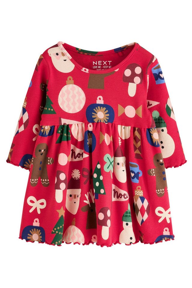 Next Jerseykleid Langärmeliges, geripptes Weihnachtskleid (1-tlg) – Bild 2 von 5