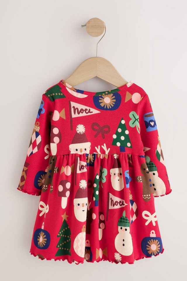 Next Jerseykleid Langärmeliges, geripptes Weihnachtskleid (1-tlg) – Bild 3 von 5