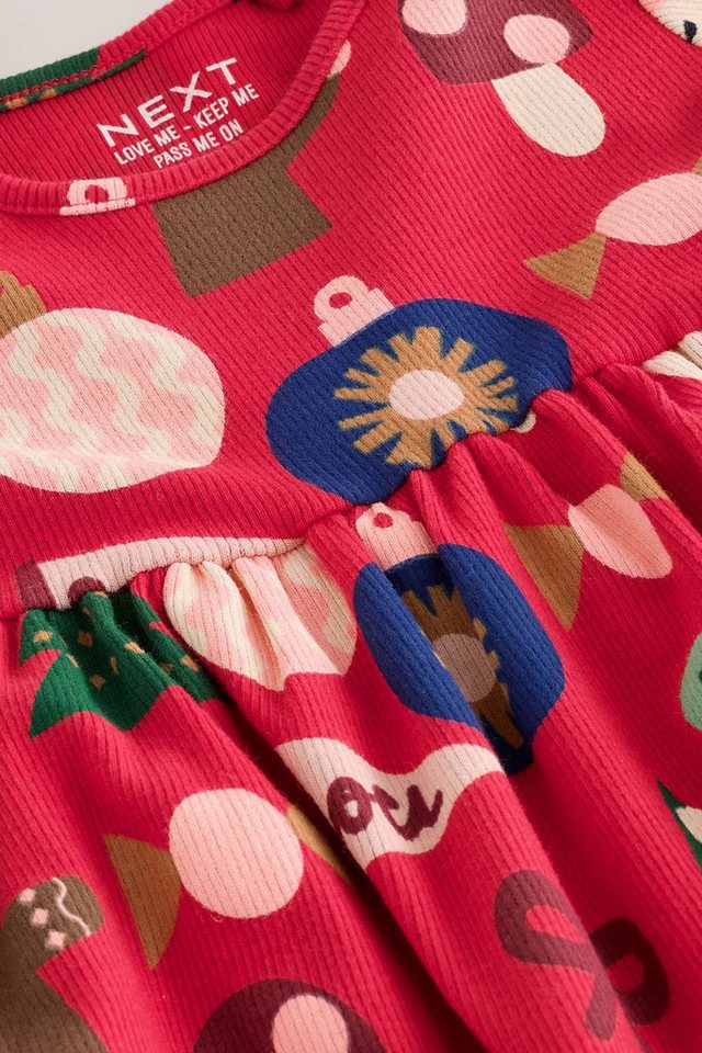 Next Jerseykleid Langärmeliges, geripptes Weihnachtskleid (1-tlg) – Bild 4 von 5