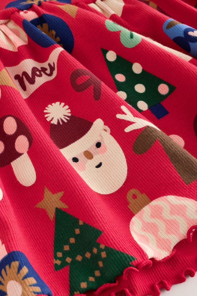 Next Jerseykleid Langärmeliges, geripptes Weihnachtskleid (1-tlg) – Bild 5 von 5