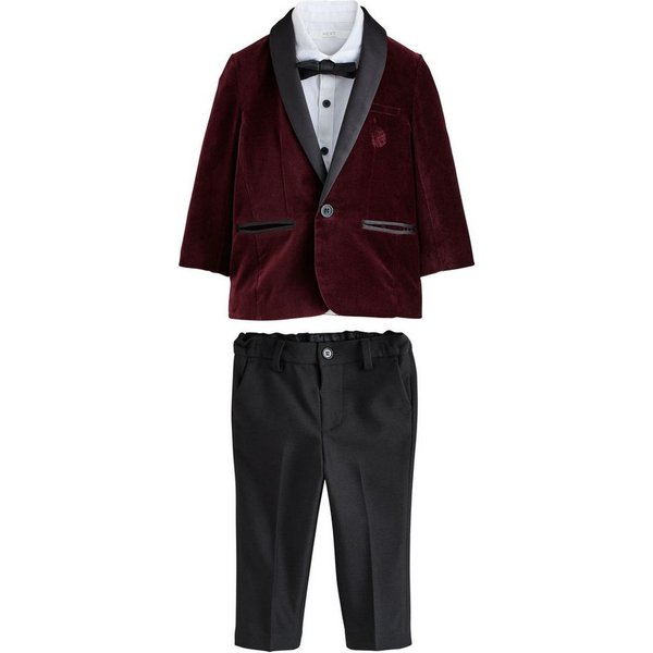 Next Kinderanzug Jacke, Hemd, Hose und Fliege aus Samt im Set (4-tlg)