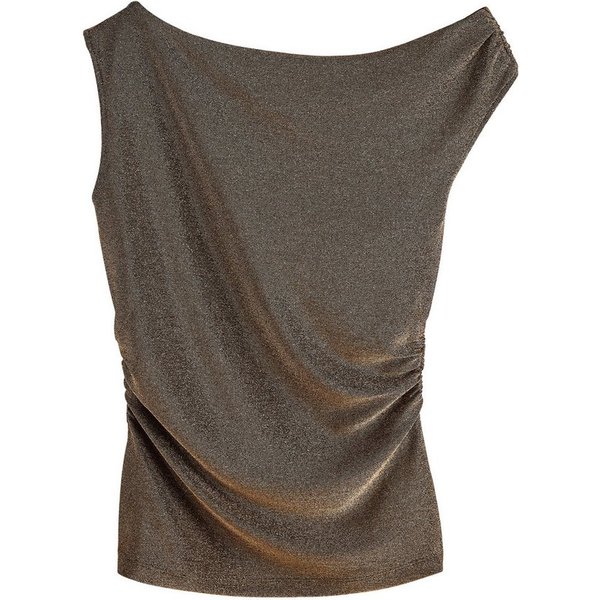 Next Kurzarmbluse Ärmelloses, gerafftes Lurex-Top (1-tlg)
