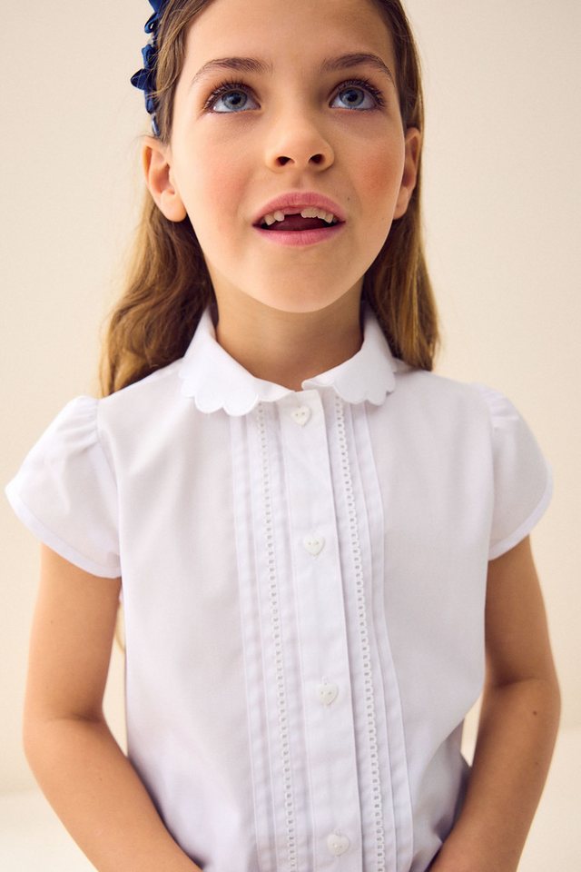 Next Kurzarmbluse Bluse mit Bogenkantenkragen (1-tlg) – Bild 2 von 5