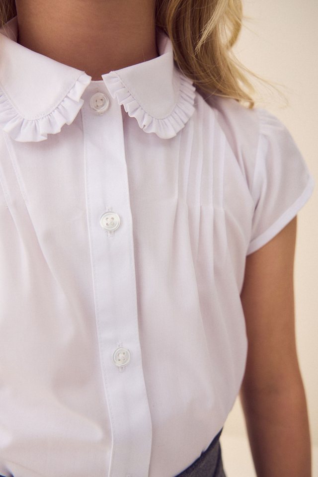 Next Kurzarmbluse Kurzarm-Schulbluse mit gerüschtem Kragen (1-tlg) – Bild 3 von 5