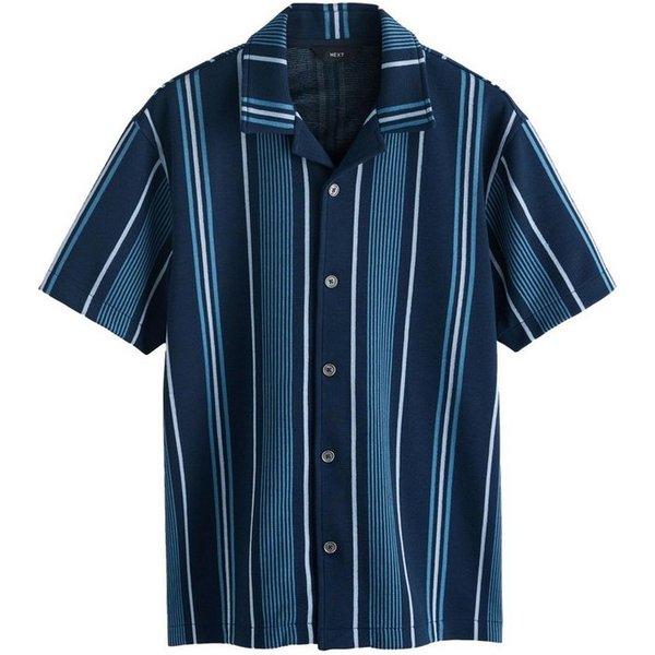 Next Kurzarmhemd Regular Fit Jersey-Hemd mit Strukturstreifen (1-tlg)