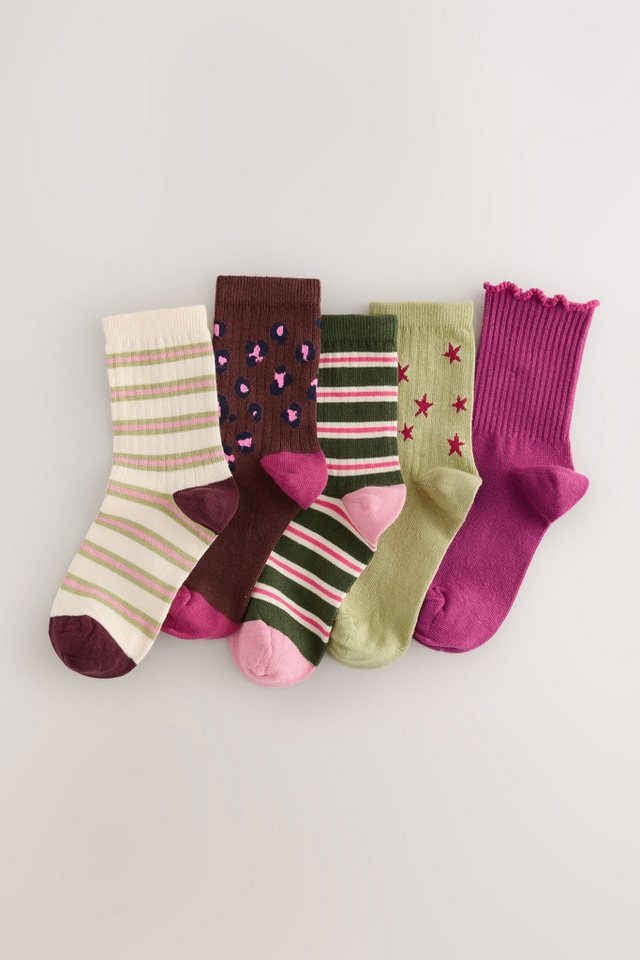 Next Kurzsocken Söckchen, Streifen, Sterne & Animal, 5er-Pack (5-Paar) – Bild 4 von 5