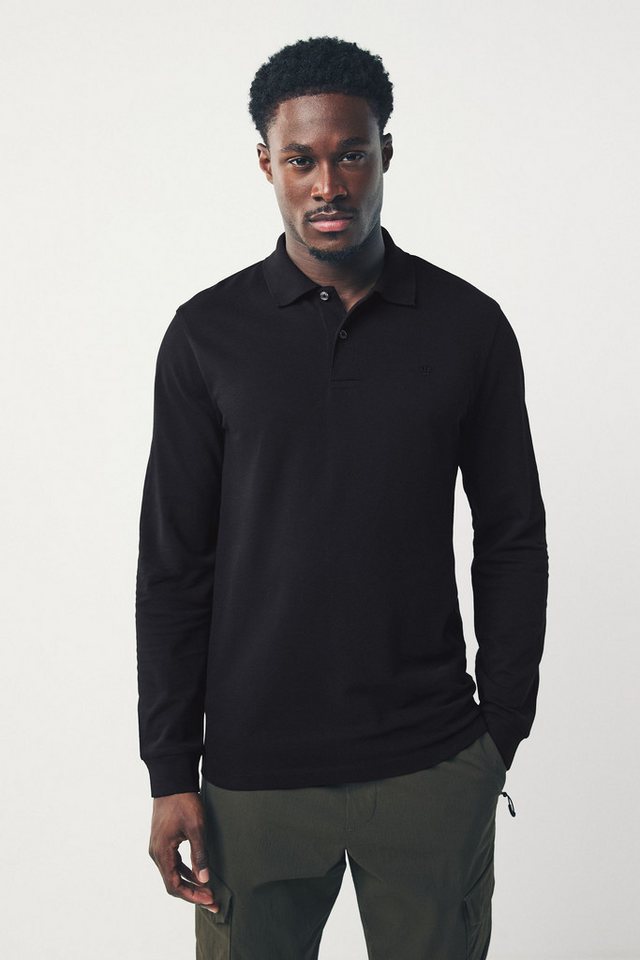 Next Langarm-Poloshirt Regular Fit Lärmeliges Pikee-Poloshirt (1-tlg) – Bild 5 von 5