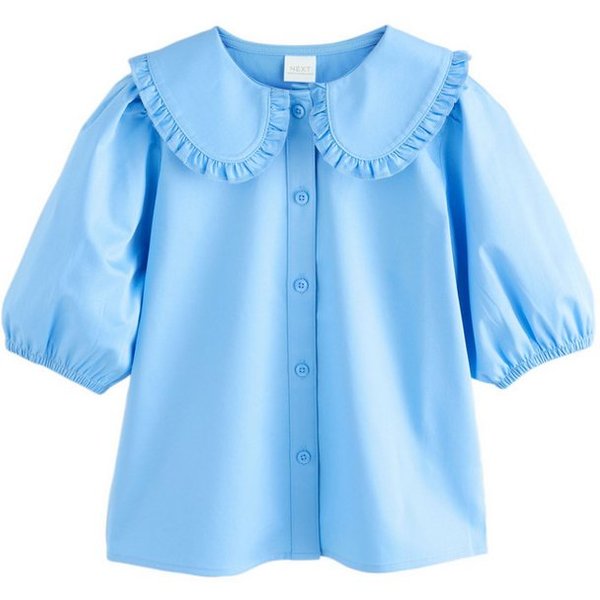 Next Langarmbluse Bluse mit Rüschenkragen und hohem Baumwollanteil (1-tlg)