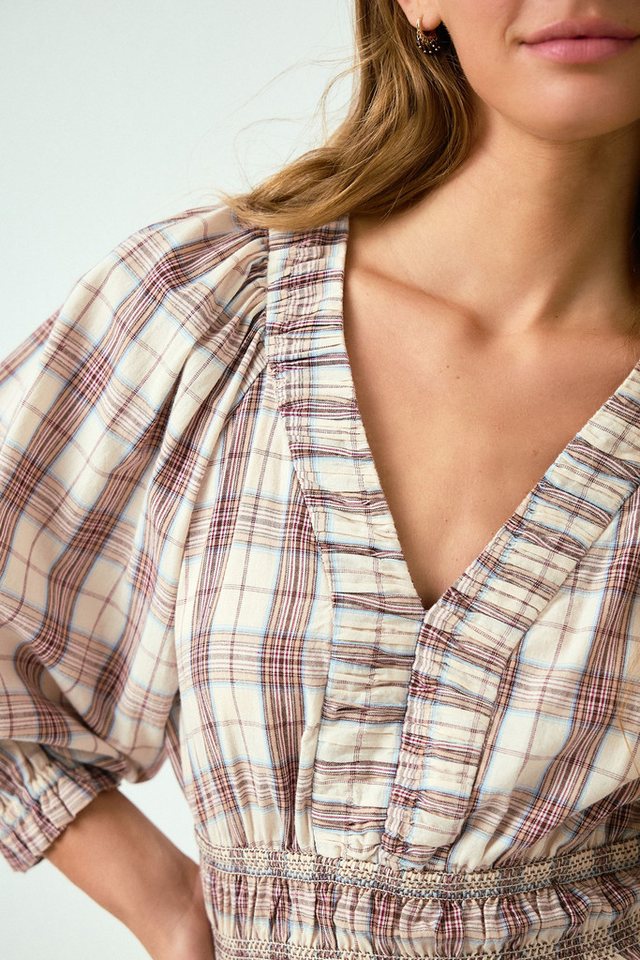 Next Langarmbluse Gesmokte, langärmelige Bluse mit V-Ausschnitt (1-tlg) – Bild 3 von 5