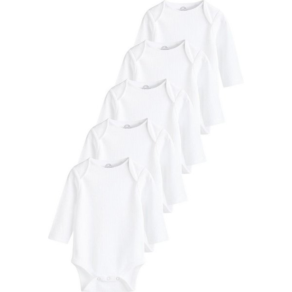 Next Langarmbody Langärmelige, gerippte Baby-Bodysuits, 5er-Pack (5-tlg)