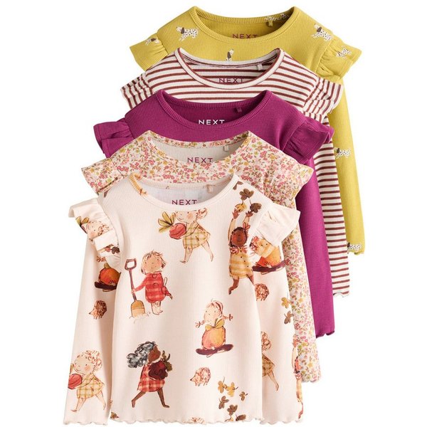 Next Langarmshirt 5er-Pack gerippte Langarmoberteile (5-tlg)