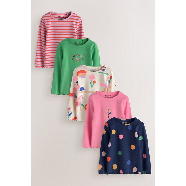 Next Langarmshirt 5er-Pack gerippte Langarmoberteile (5-tlg)