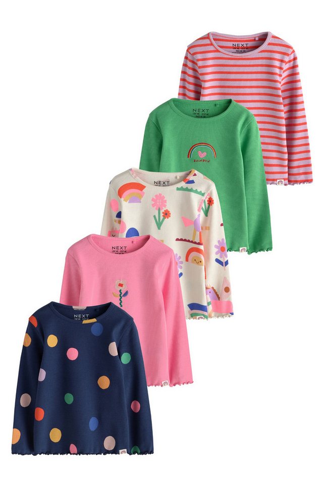 Next Langarmshirt 5er-Pack gerippte Langarmoberteile (5-tlg) – Bild 2 von 5