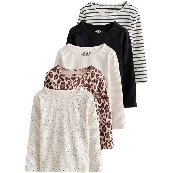 Next Langarmshirt 5er-Pack gerippte Langarmoberteile (5-tlg)