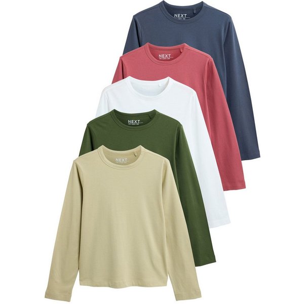 Next Langarmshirt 5er-Pack Langarmshirts mit Rundhalsausschnitt (5-tlg)