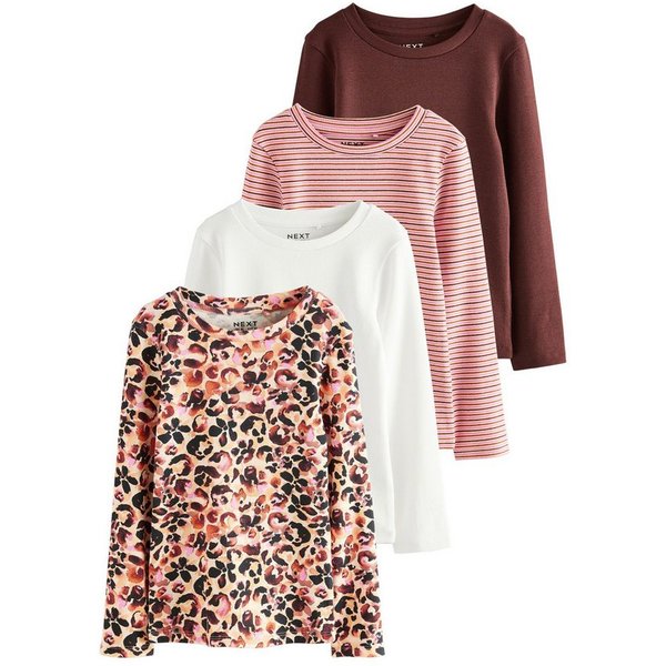 Next Langarmshirt Gerippte Langarm-T-Shirts, 4er-Pack (4-tlg)