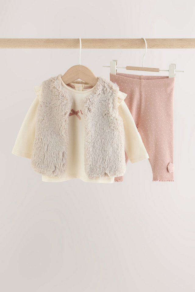 Next Langarmshirt & Leggings Baby-Fellweste, Top und Leggings, 3-teiliges Set (3-tlg) – Bild 5 von 5
