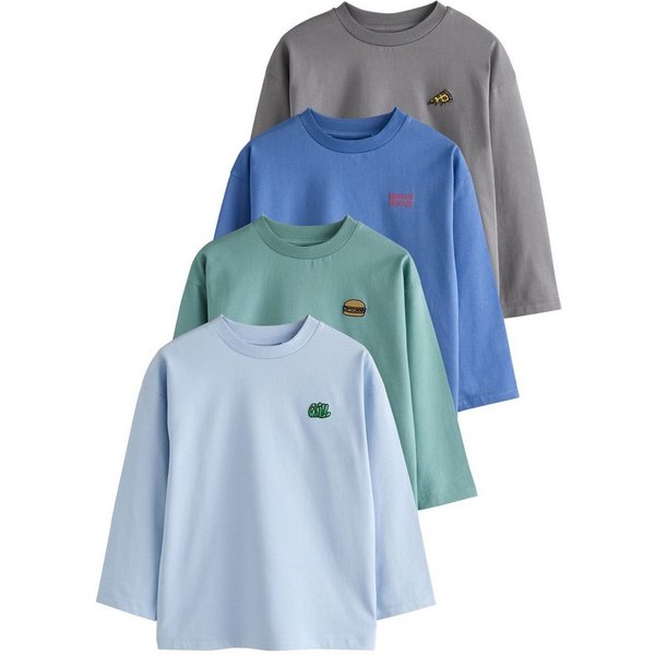 Next Langarmshirt Relaxed Fit Langarmshirts, 4er-Pack (4-tlg)