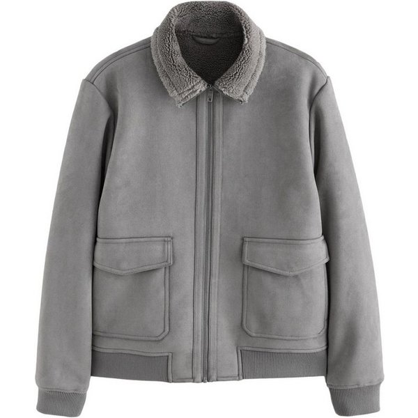Next Lederjacke Jacke aus Velourskunstfell mit Teddyfutter (1-St)