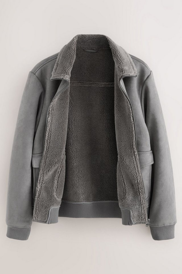 Next Lederjacke Jacke aus Velourskunstfell mit Teddyfutter (1-St) – Bild 2 von 5