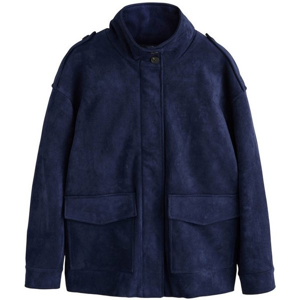Next Ledermantel Jacke aus Kunstvelourleder mit Trichterkragen (1-tlg)