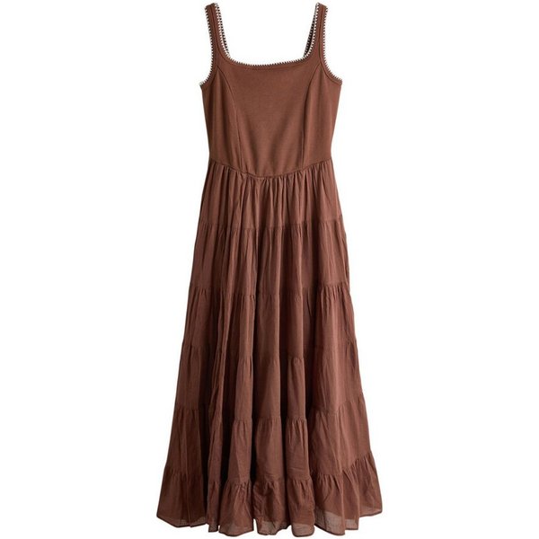 Next Midikleid Gestuftes, ärmelloses Sommerkleid in Midilänge (1-tlg)