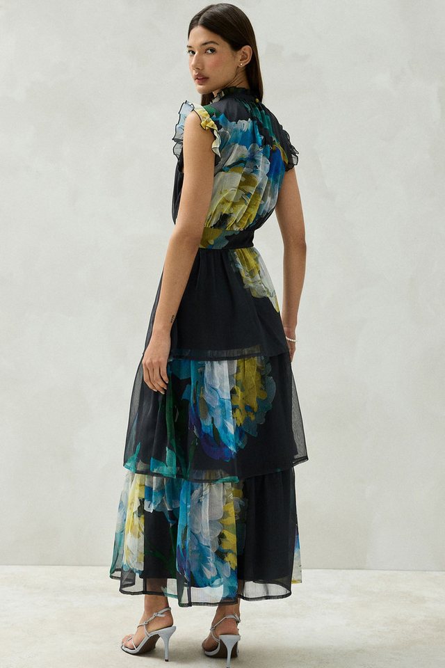 Next Midikleid Hochgeschlossenes, gestufes Maxikleid mit Print (1-tlg) – Bild 2 von 5