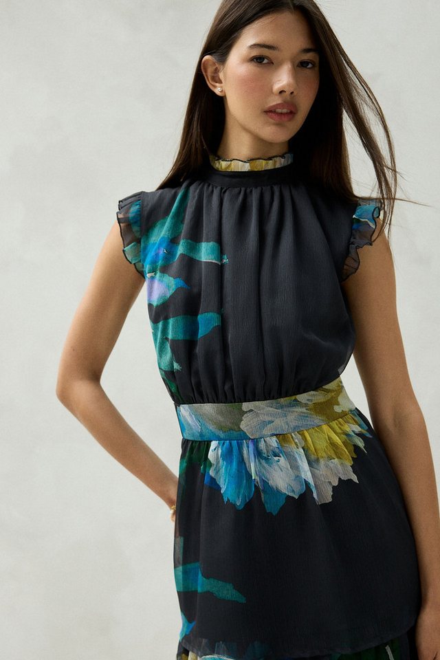 Next Midikleid Hochgeschlossenes, gestufes Maxikleid mit Print (1-tlg) – Bild 3 von 5