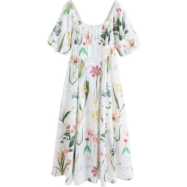 Next Midikleid Midikleid mit Puffärmeln (1-tlg)