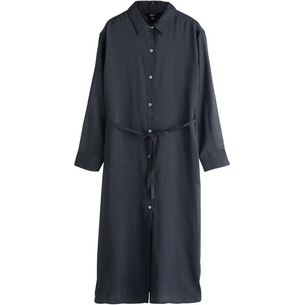 Next Midikleid Mittellanges Hemdblusenkleid mit Ramie (1-tlg)