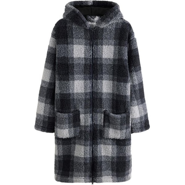 Next Morgenmantel Borg-Morgenmantel mit durchgehendem Reißverschluss, Polyester (recycelt)