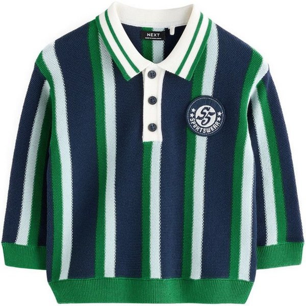 Next Polokragenpullover Gestreiftes Strick-Polohemd (1-tlg)