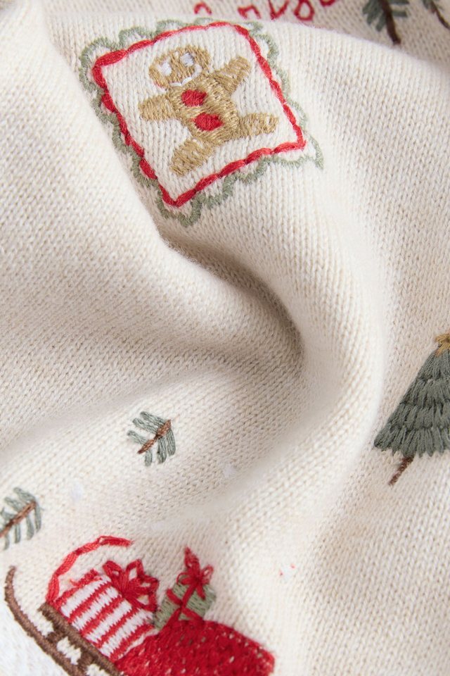 Next Polokragenpullover Strick-Poloshirt mit Weihnachtsstickerei (1-tlg) – Bild 3 von 5