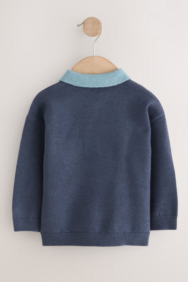 Next Polokragenpullover Strick-Poloshirt mit geknöpftem Kontrastkragen (1-tlg) – Bild 2 von 4