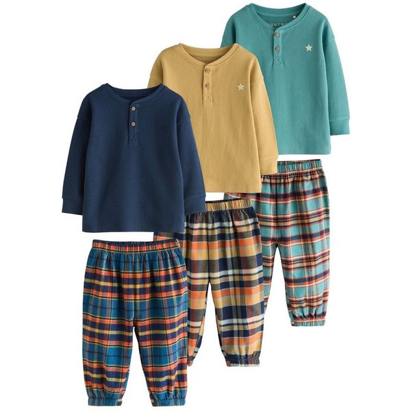 Next Pyjama Gewebte Schlafanzughose mit Karomuster, 3er-Pack (6 tlg)