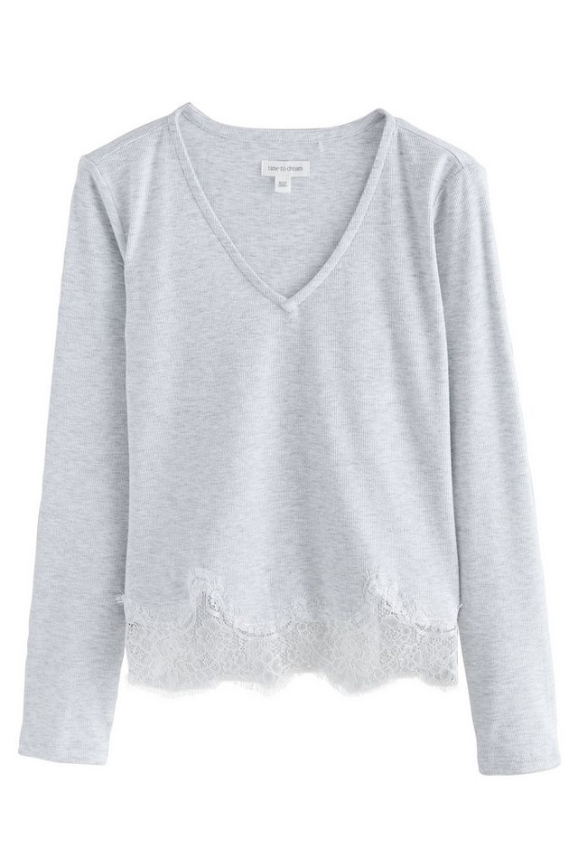 Next Pyjama Langärmeliger, gerippter Schlafanzug mit Spitze (2 tlg) – Bild 3 von 5