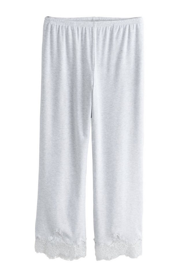 Next Pyjama Langärmeliger, gerippter Schlafanzug mit Spitze (2 tlg) – Bild 5 von 5