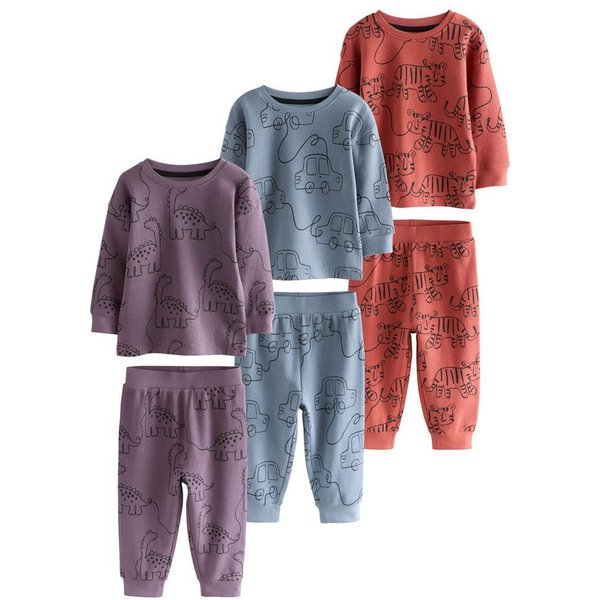 Next Pyjama Relaxed Fit Schlafanzug, 3er-Pack (6 tlg)